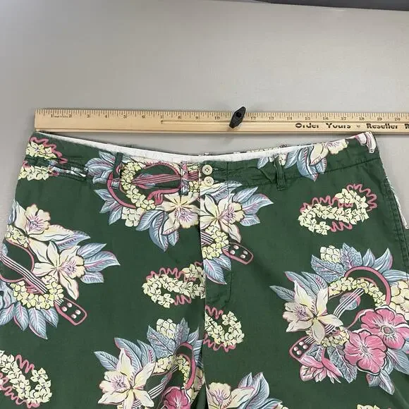 Vtg Polo Ralph Lauren Floral Shorts Mens 36 Green Tropical Floral Ukelele Y2K - Picture 6 of 14
